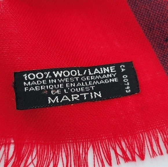 Martin Wool Plaid Scarf Red Yellow Green Blue Scarf #688 - Picture 5 of 9